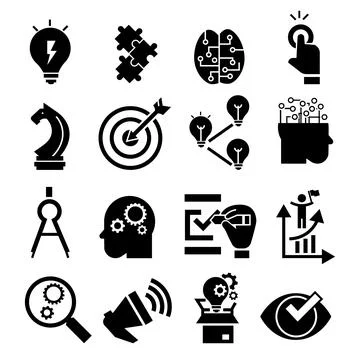 Solution icon set, simple style Stock Illustration