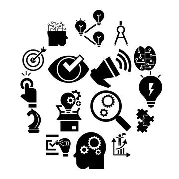 Solution icon set, simple style Stock Illustration