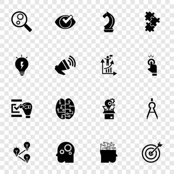 Solution icon set, simple style Illustrazione stock