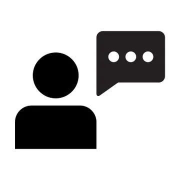 Solution icon vector male person profile avatar with speech bubble symbol Stock Illustration