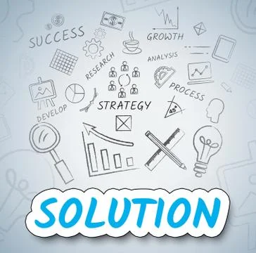 Solution Ideas Indicating Resolution Solve And Innovations Иллюстрация