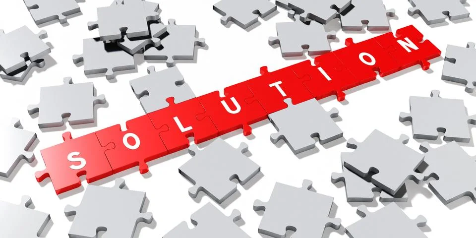 Solution - jigsaw puzzles concept - 3D illustration Stock Illustration