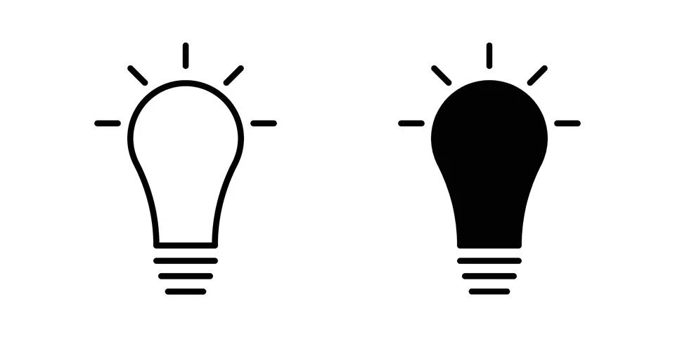 Solution lamp icon. Outline, flat icons Stock Illustration
