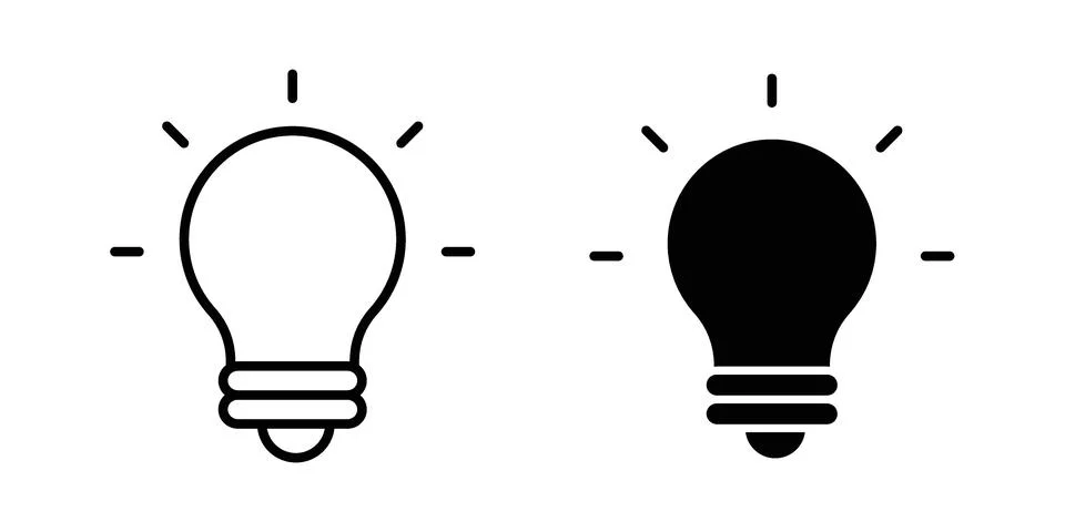 Solution lamp icon symbol  illustration bundle in black colour Stock Illustration