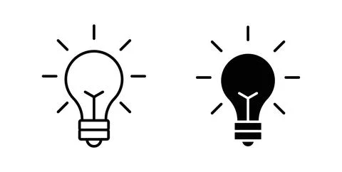 Solution lamp icon symbol, outline icons Stock Illustration