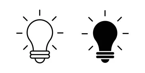 Solution lamp icon symbol. Vector illustration pack in black color. Stock Illustration