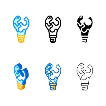 Solution light bulb color icon vector set Illustrazione stock