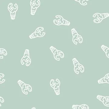 Solution light bulb line vector seamless pattern Illustrazione stock