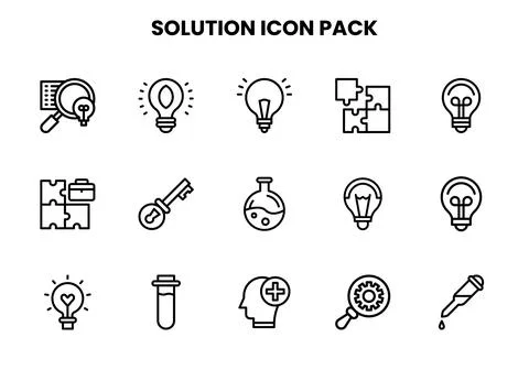 Solution Line Bundle Icons Pack Stock Illustration