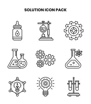 Solution Line Bundle Icons Pack Stock Illustration