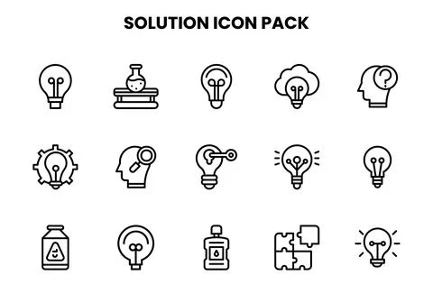 Solution Line Design Icons Pack Иллюстрация