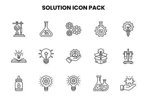 Solution Line Design Icons Pack Иллюстрация