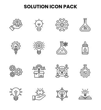 Solution Line Graphics Icons Pack Stock Illustration