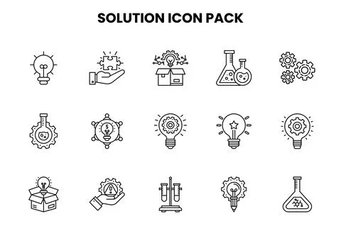Solution Line Scalable Icons Pack 스톡 일러스트