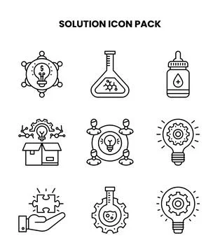 Solution Line Scalable Icons Pack Stock Illustration