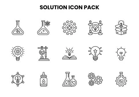 Solution Line Set Icons Pack Иллюстрация
