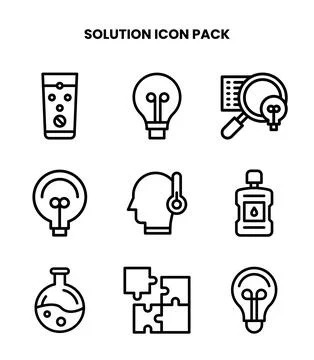 Solution Line Vector Icons Pack Stock Illustration