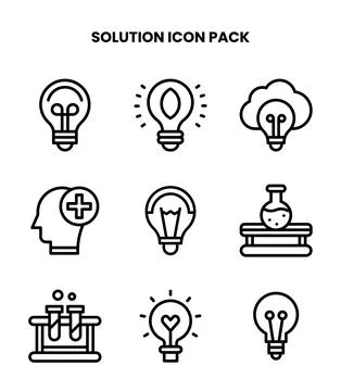 Solution Line Vector Icons Pack Stock Illustration