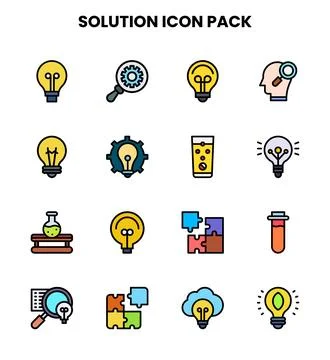 Solution Lineal Color Bundle Icons Pack 스톡 일러스트