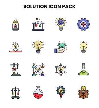 Solution Lineal Color Design Icons Pack Stock Illustration