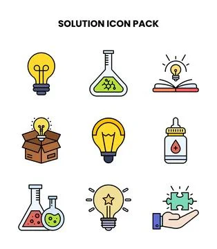 Solution Lineal Color Design Icons Pack Stock Illustration