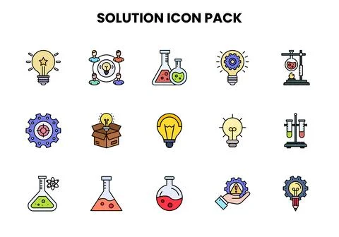 Solution Lineal Color Set Icons Pack イラスト素材