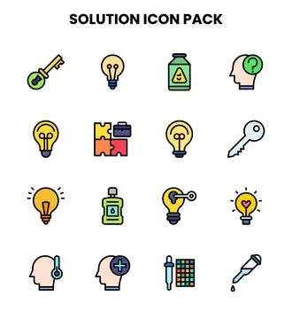 Solution Lineal Color Set Icons Pack イラスト素材