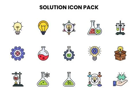 Solution Lineal Color Set Icons Pack Stock Illustration