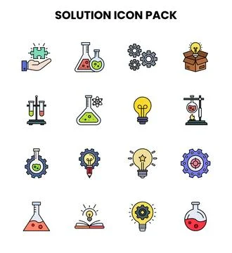Solution Lineal Color Set Icons Pack Illustration