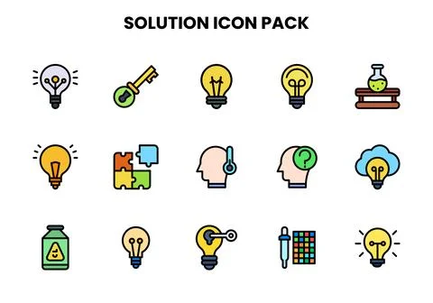 Solution Lineal Color UI Icons Pack Stock Illustration