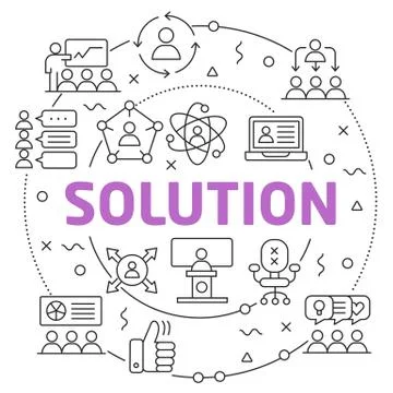 Solution Linear illustration slide for the presentation Stock Illustration