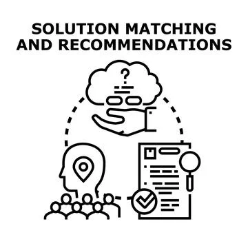 Solution matching and recommendations for business strategy Stock Illustration