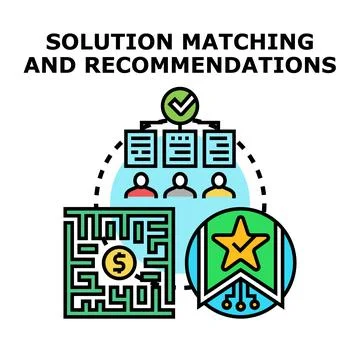 Solution matching and recommendations finding optimal answers Illustration