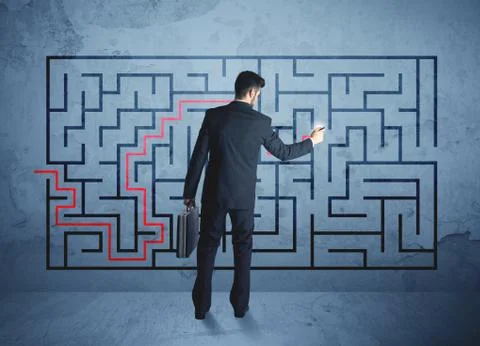 Solution of a maze 스톡 사진