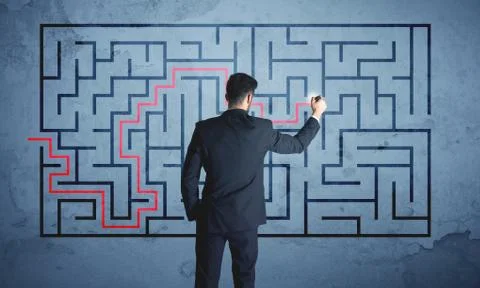 Solution of a maze 스톡 사진