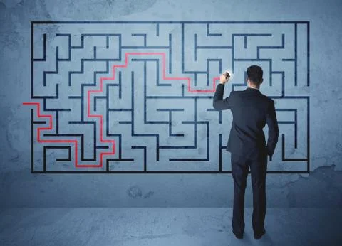 Solution of a maze 스톡 사진