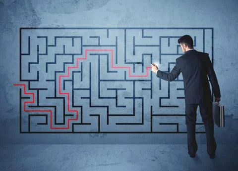 Solution of a maze 스톡 사진