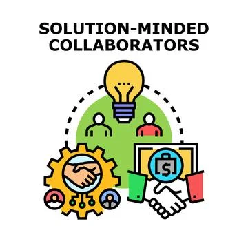 Solution minded collaborators achieving business synergy together 스톡 일러스트