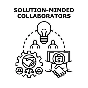 Solution minded collaborators achieving business synergy together Stock Illustration