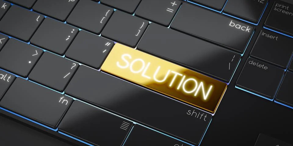 Solution - modern computer keyboard - 3D illustration Stock Illustration