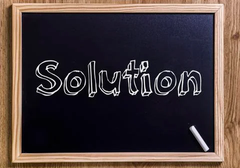 Solution - New chalkboard with 3D outlined text Stock Photos