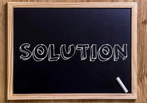Solution - New chalkboard with 3D outlined text Stock Photos