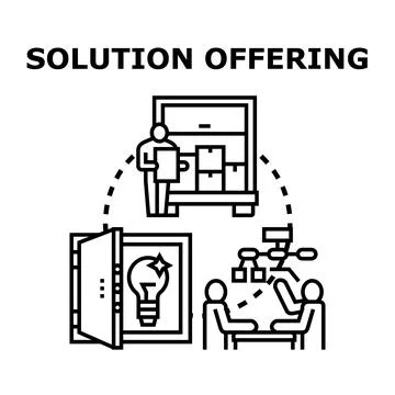 Solution offering concept providing business problem answers 库存插图