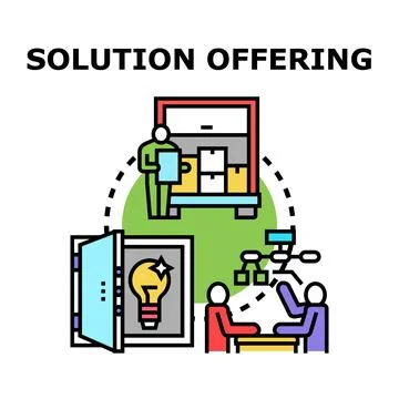 Solution offering concept providing business problem answers Illustration