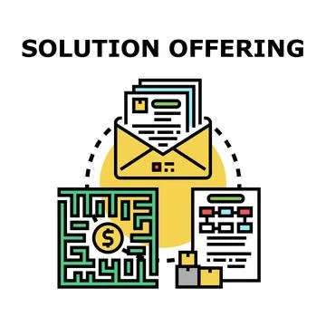 Solution offering providing business problem solving and strategy Stock Illustration