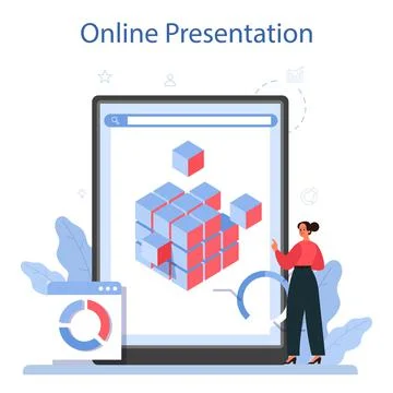 Solution online service or platform. Solving the problem and finding Stock Illustration