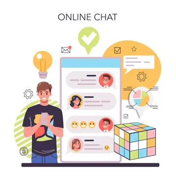 Solution online service or platform. Solving problems and finding Illustrazione stock