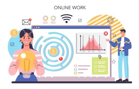 Solution online service or platform. Solving problems and finding Stock Illustration