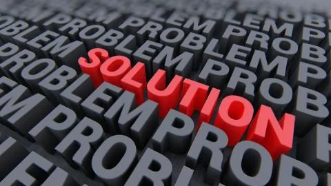 Solution or problem words red and black Stock Illustration
