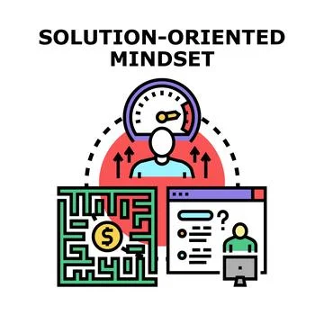 Solution oriented mindset improving efficiency and problem solving Stock Illustration
